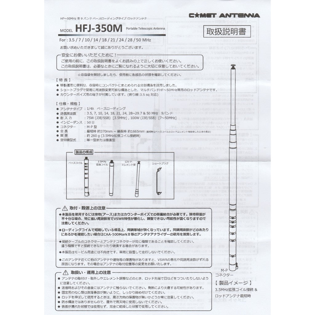 COMET HFJ－350M 3.5/7/10/14/18/21/24/28/50Mhz対応